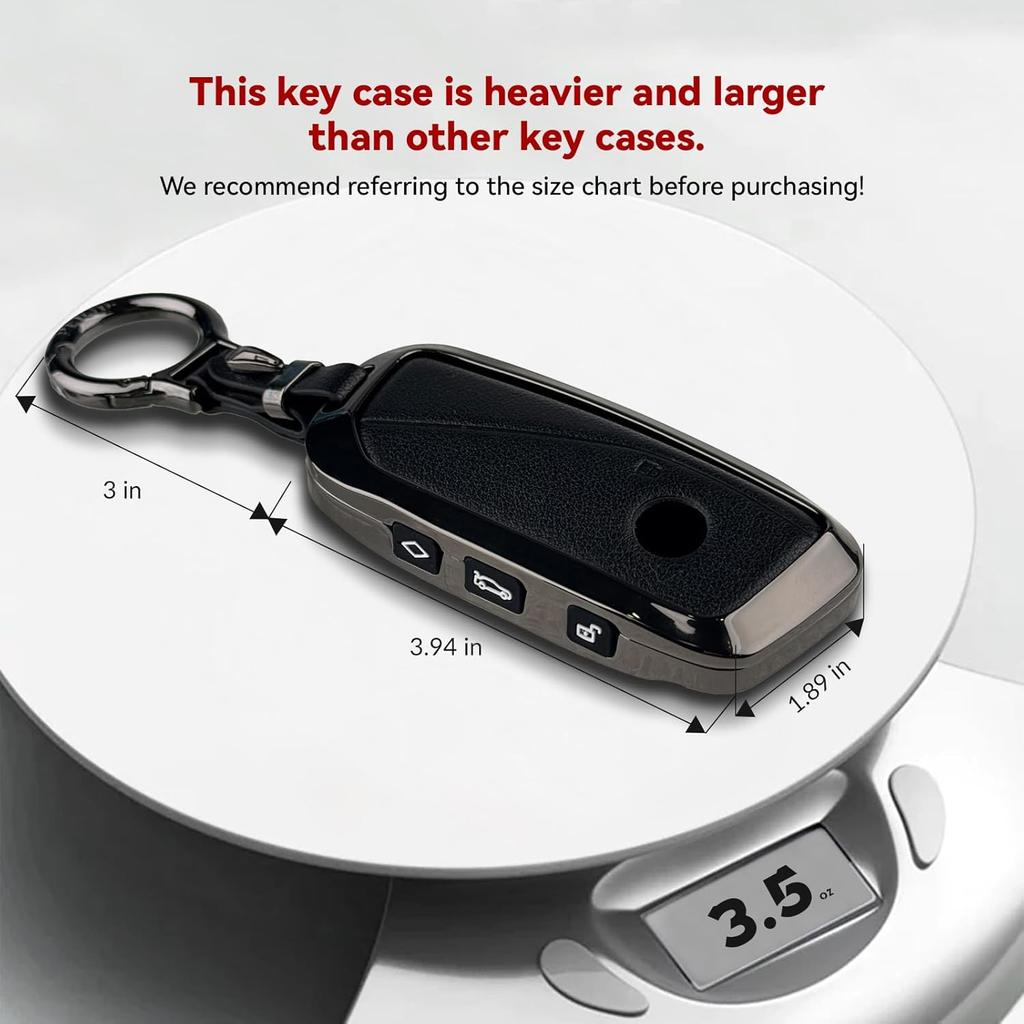 OLLEN Metal Key Fob Cover, Fit For BMW 2024 2025 2026 New 5/7 Series 740I 760I X1 X2 X3 X5 X6 X7 XM I5 I7 IX IX3 Etc, Full Protection Key Case With