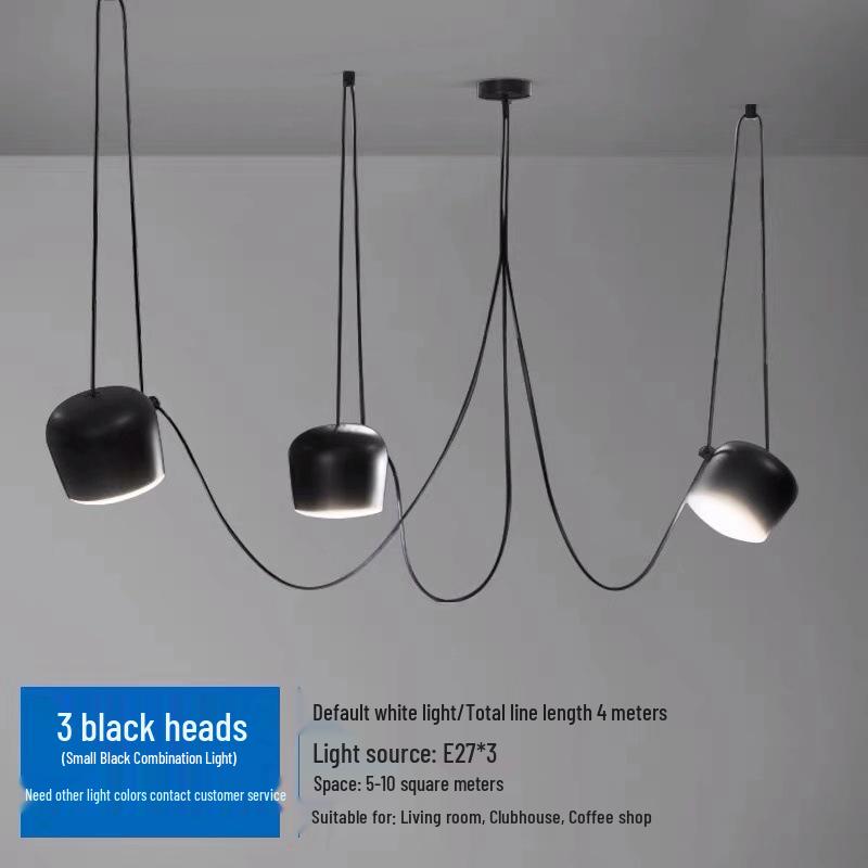 Nordic Industrial Style Three-Head Pendant Light for Cafe, Bar, or Exhibition Hall