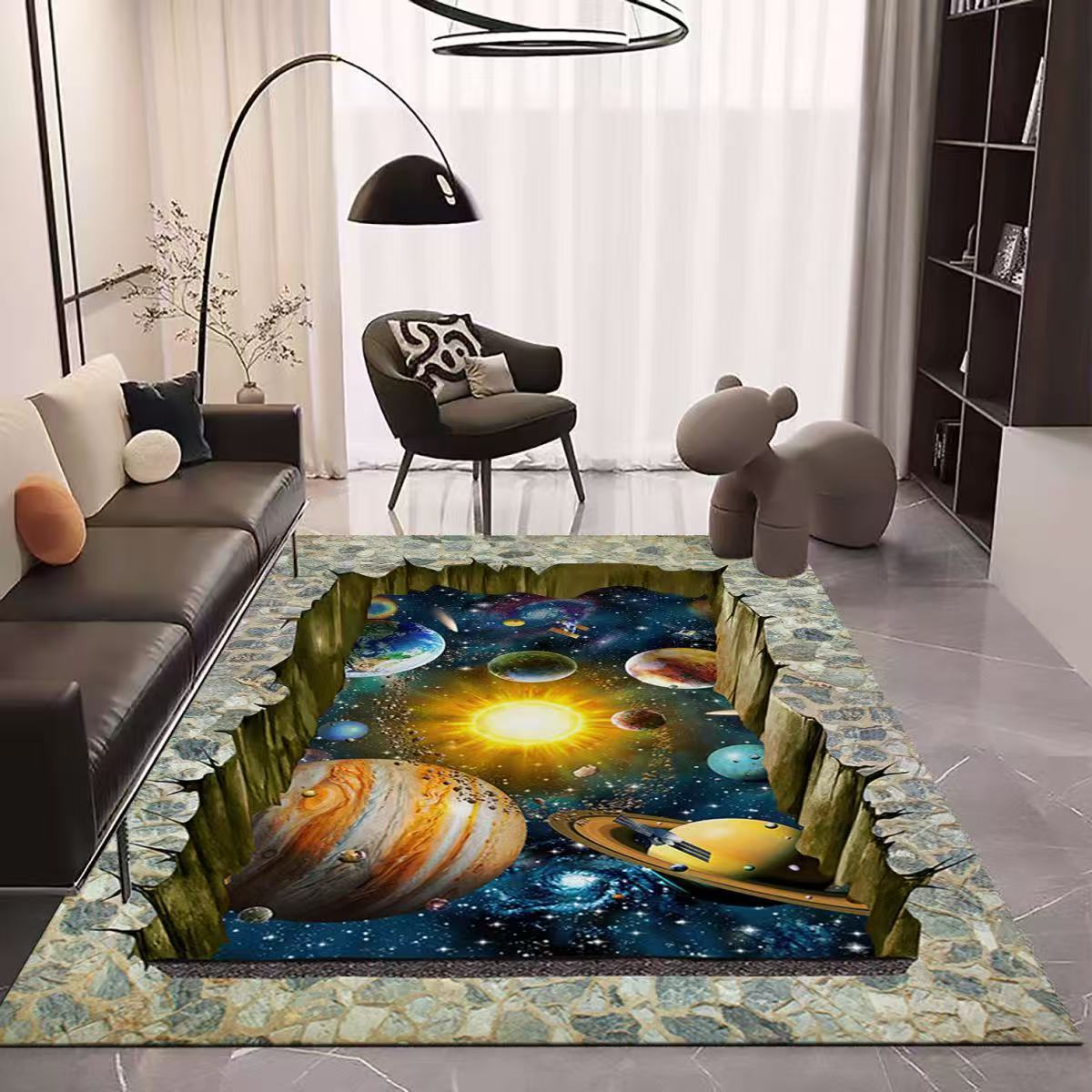 

3D Ковер для гостиной, большая площадь, полностью покрывающий, ковер для журнального столика, абсорбирующий, простой в уходе ковер 200 * 300cm