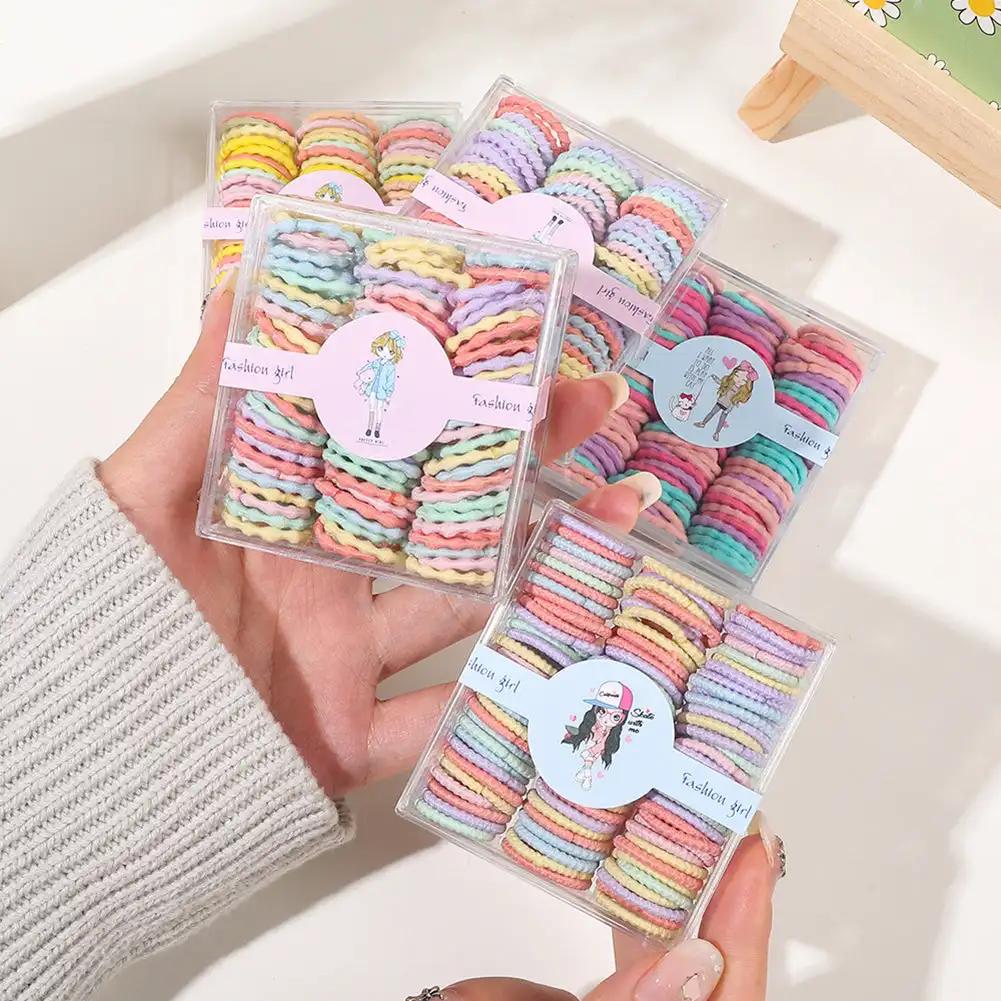 100pcs/set Colorful Hair Bands Girl Candy Color Elastic Rubber Band Hair Band Child Baby Headband Scrunchie Hair Accessories