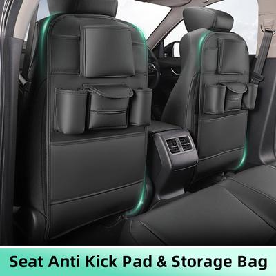 Leather Car Seat Back Organizer Storage Bag Protector Cover Anti-Kick Pad Car Styling For Cars Car Seat Back Organizer Backseat Protector