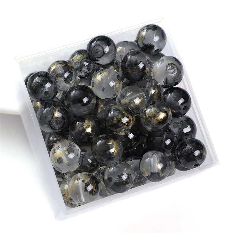 30/50pcs Crystal Glass Beads Ice Permeating Ink Halo Dyeing Sprinkles Golden Loose Spacer Beads for Jewelry Making