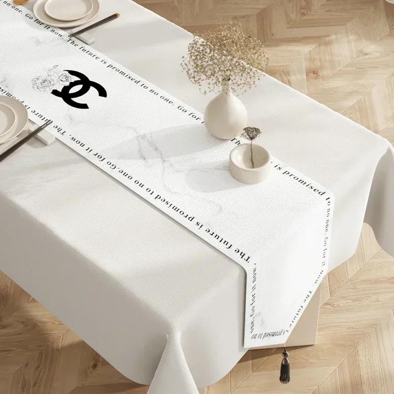 Cotton  Linen Tea Table Decoration Table Flag Light Luxury High-end Cover Cloth Dinner Side Cabinet Countertop Cushion Cloth