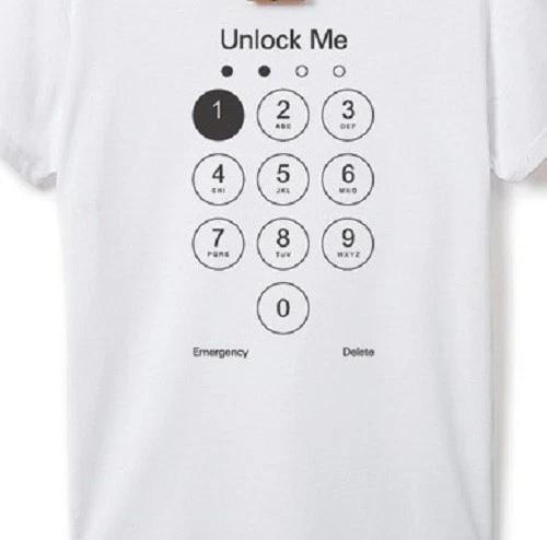 Unlock Me iphone Funny T shirt Tee cell phone buttons password code S