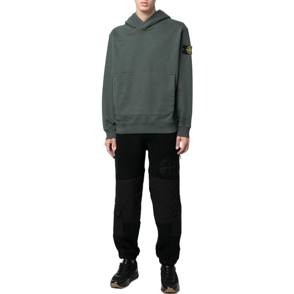 Stone Island FW22 Spliced Logo Embroidered Cuffed Sweatpants Men bottoms Black 771561541-V0029