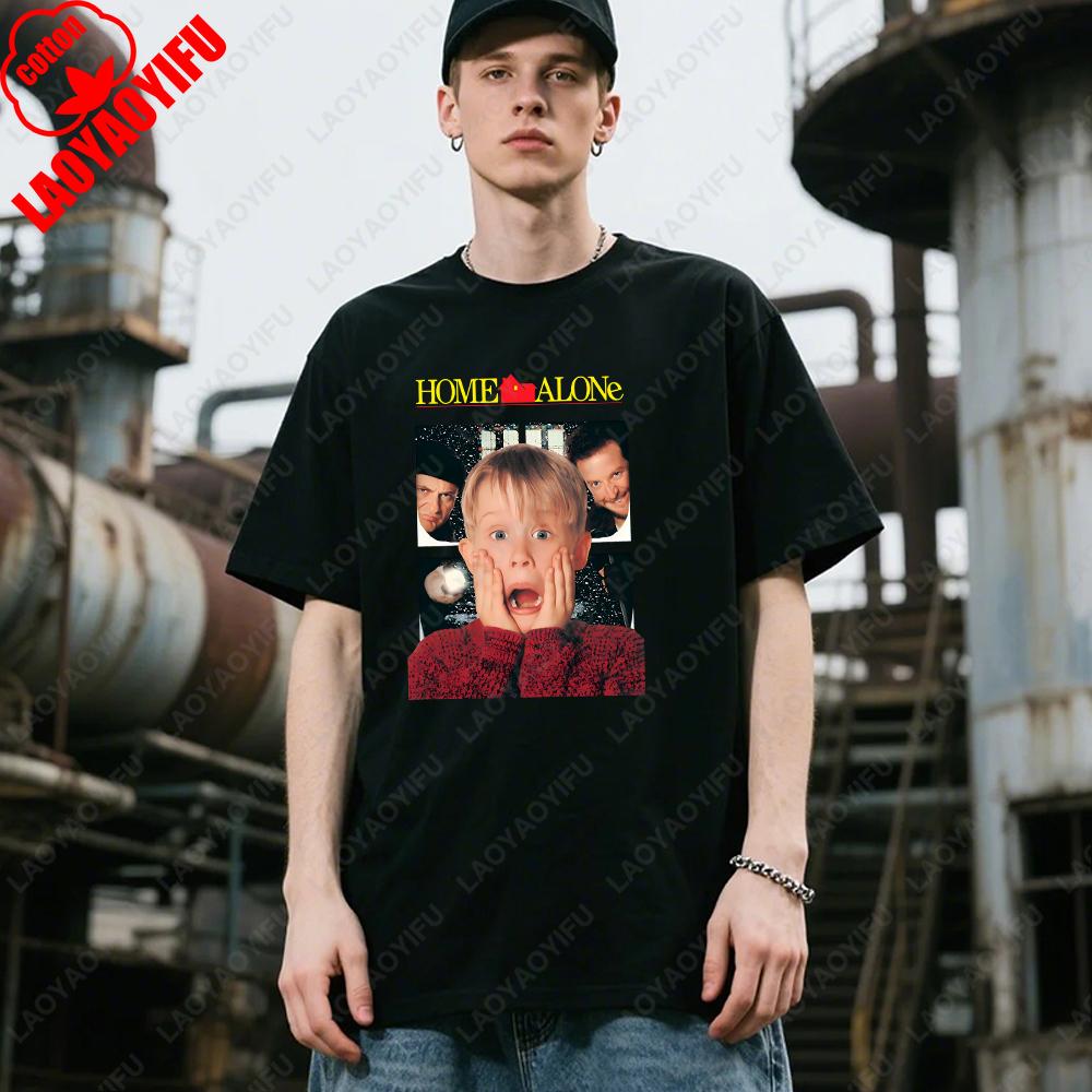 Vintage Movie Home Alone Christmas Ya Filthy Animal Tshirt Macauly Culkin Printed Tshirts Men Women Cotton Classic Loose TShirt 4XL
