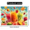 2D Flat, 1pc Summer Juice Splash Backdrop Banner with Strawberry, Watermelon & Orange Slices - Durable Polyester yzb