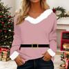 Ladies' Fashionable And Casual Christmas Printed Plush V-neck Long Sleeved Shirt