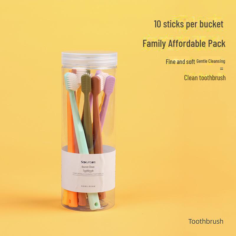 "Sakura Family Pack: Soft Bristle Wide-Head Toothbrush for Unisex Gum Protection"