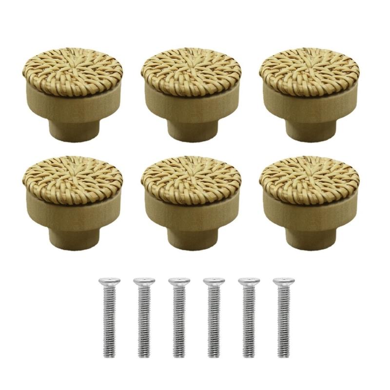 

Pack Of 12 Rattan Wood Drawer Pulls Furniture Knobs Country Cabinet Handles Enhances Furniture Aesthetics for Cabinets 1