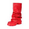 European and American Thick-soled Performances Catwalk Fashion Boots Pleated Skirt Trouser Tube Boots High Heel Large Size High Boots