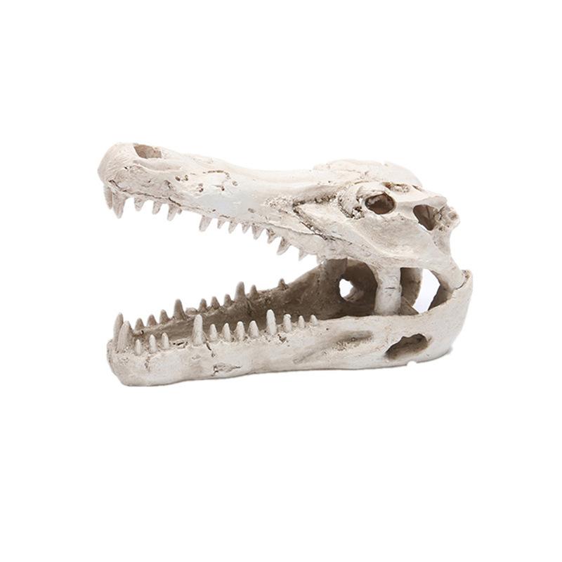 Resin Crocodile Skull Hideout Ornament Reptile Shelter Fish Tank Aquarium Landscaping Decor Aquatic Terrarium