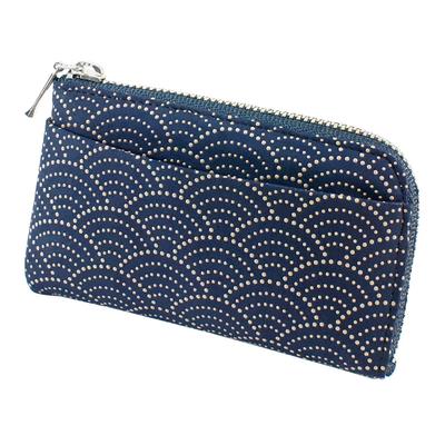 Indenya Inden Coin Purse F Coin Purse 05 Deerskin Navy Blue X White Lacquer Qinghai Wave Pattern 1005-14-004