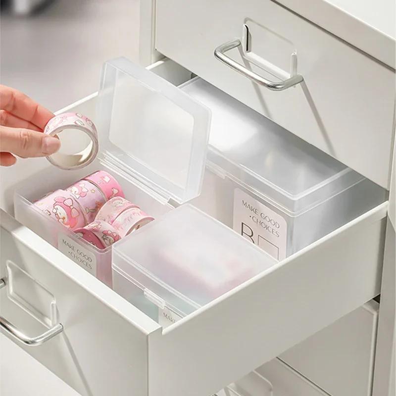 Frosted Plastic Snap-Lock Storage Box Card Organizer Desktop Drawer Container for Collectibles Craft Supplies Small Objects