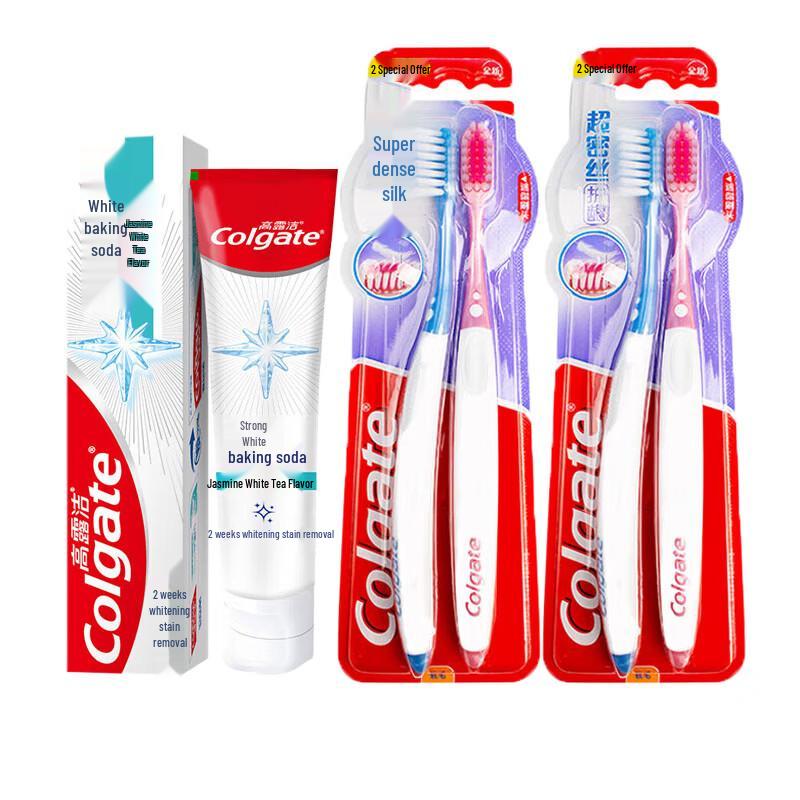 Colgate Whitening Baking Soda Spearmint Toothpaste 2 x 120g toothpaste, 2 toothbrushes