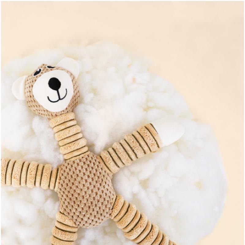 Jucării pentru câini cu scârțâit, rezistente la mușcături de monedă, design de animale de desene animate, ameliorează plictiseala, jucării interactive pentru molari, de pluș