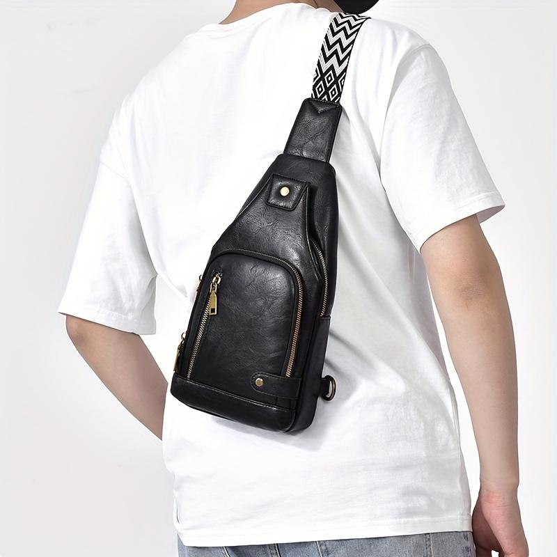 WEIXIER Pánská taška, náprsní crossbody taška, trendy vodoodpudivá jednoduchá a lehká, hrudní taška s vyztuženou přezkou