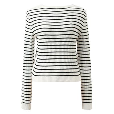 Women's Striped Crewneck Slim-Fit Knit Sweater