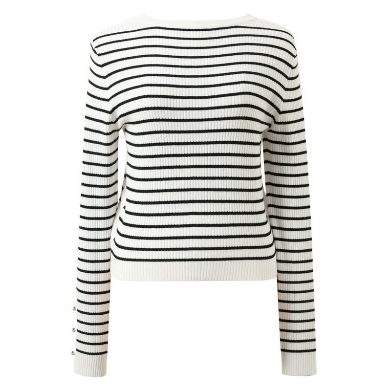 Women s Striped Crewneck Slim-Fit Knit Sweater M (160/84A)