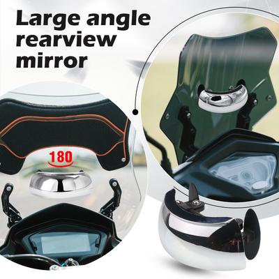 Motorcycle Rearview Mirror, 180 Degree Wide Angle Safety Rear View Mirror Blind Side Mirror For Motorcycle Cruiser Sport Bike Street Bike Scooter