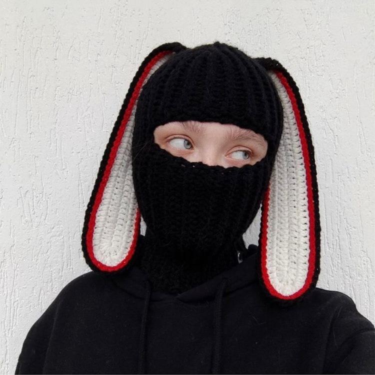 Crochet Halloween Party Funny Style Parent-child Horn Hat Ski Mask Woolen Hat