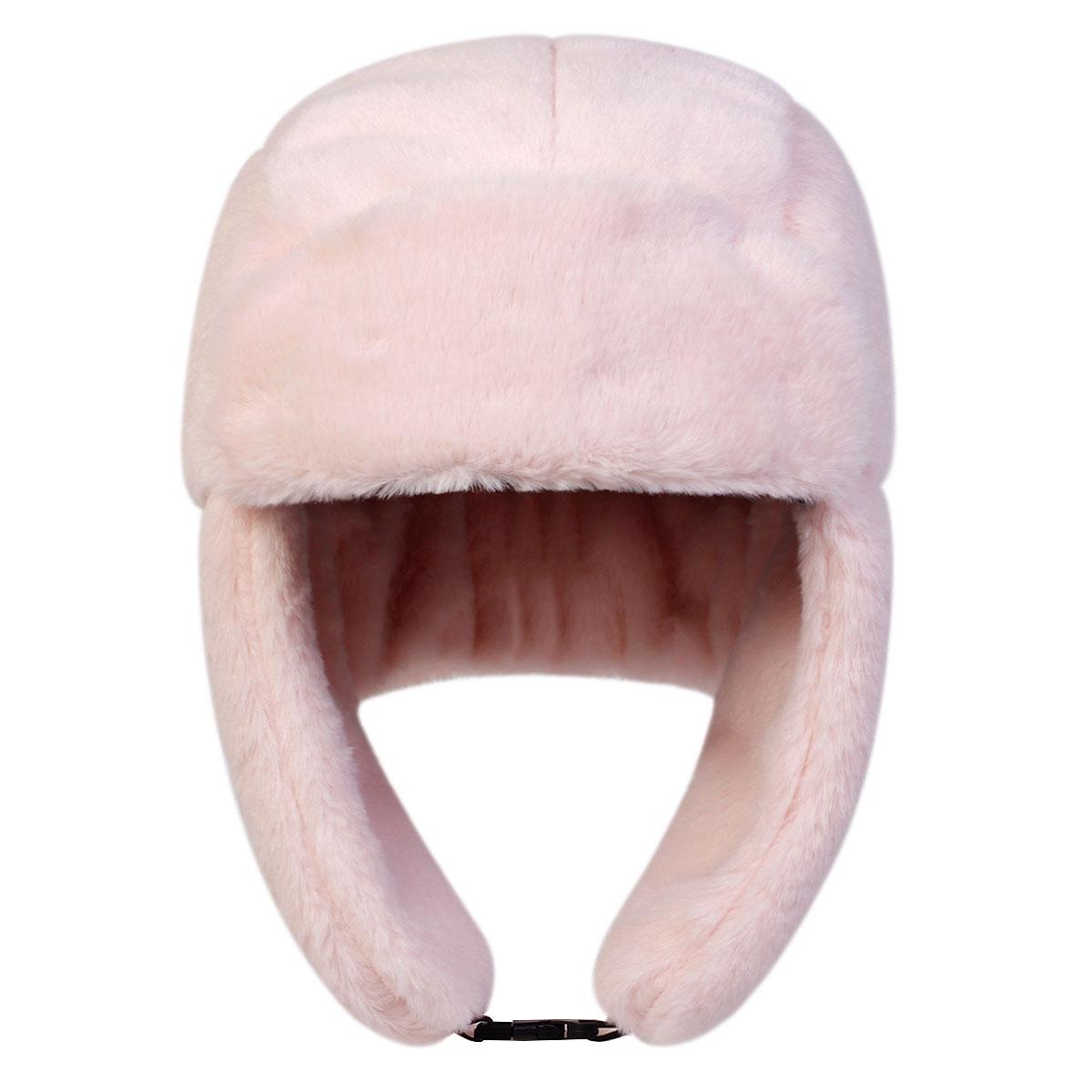 

Женские шапки-ушанки из искусственного меха, теплые, утолщенные, с защитой ушей, осенне-зимние, черные, белые, для защиты ушей, русская лыжная шапка-капюшон розовый