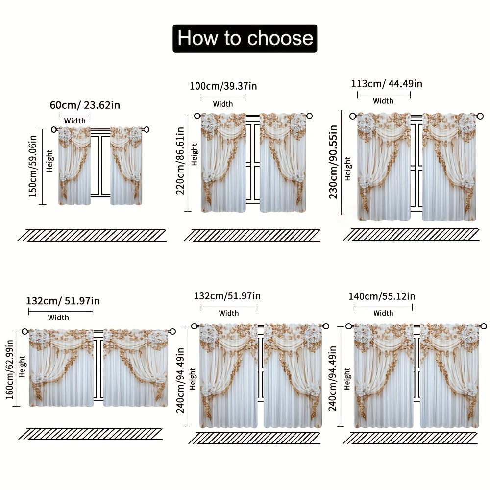 Luxe European Design Curtains Bedroom Living Room Office Home Caf Decor Curtain Set Of 2 Made Polyester Washable Sitting Ready