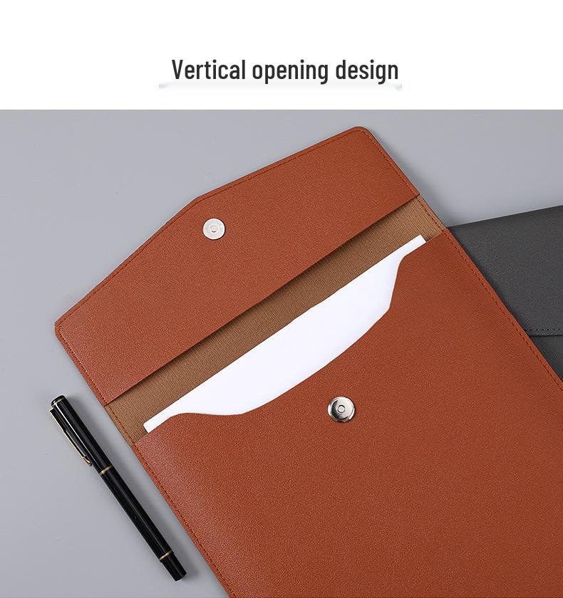 A4 Waterproof Leather Document Bag - Large Capacity Business Briefcase