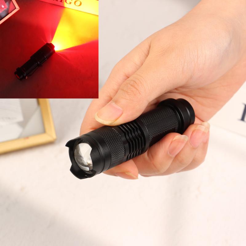 1 Piece Edc Torch Lamp Lantern Led Red Beam Light Flashlight Against Deteriorating Eyesight Powerful Tactical Hunting Flashlight