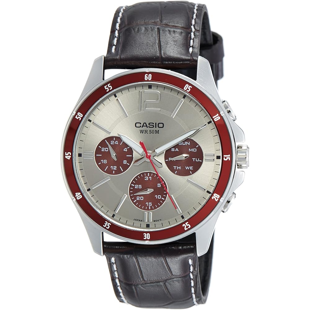 Casio MTP-1374L-7A1VDF Men s Quartz Wristwatch Leather Band Silver Dial