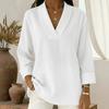 Loose Comfortable V Neck Long Sleeve Casual Pullover T Shirt