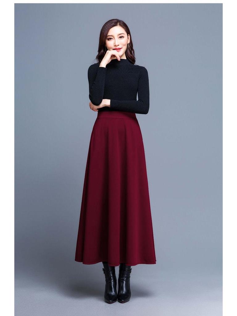 Pocket Style Elastic Waist Mid-Length Slimming Skirt – Women’s High Waist Versatile Swing Skirt, Plus Size, Square Dance