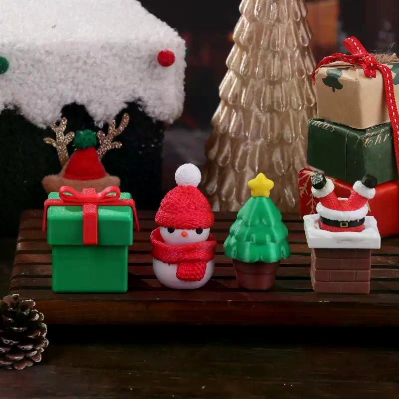 3D Printed Christmas Holiday Decoration Desktop Doll Santa Claus Falling Chimney Cute And Fun Relax Toy Pressed Ornament Clicker