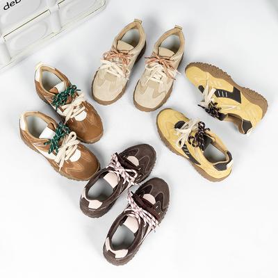 Cowhide Version, Spot Thick-soled Inner Height-increasing Forrest Gump German Training Shoes for Women's New Sports and Leisure Leather Color