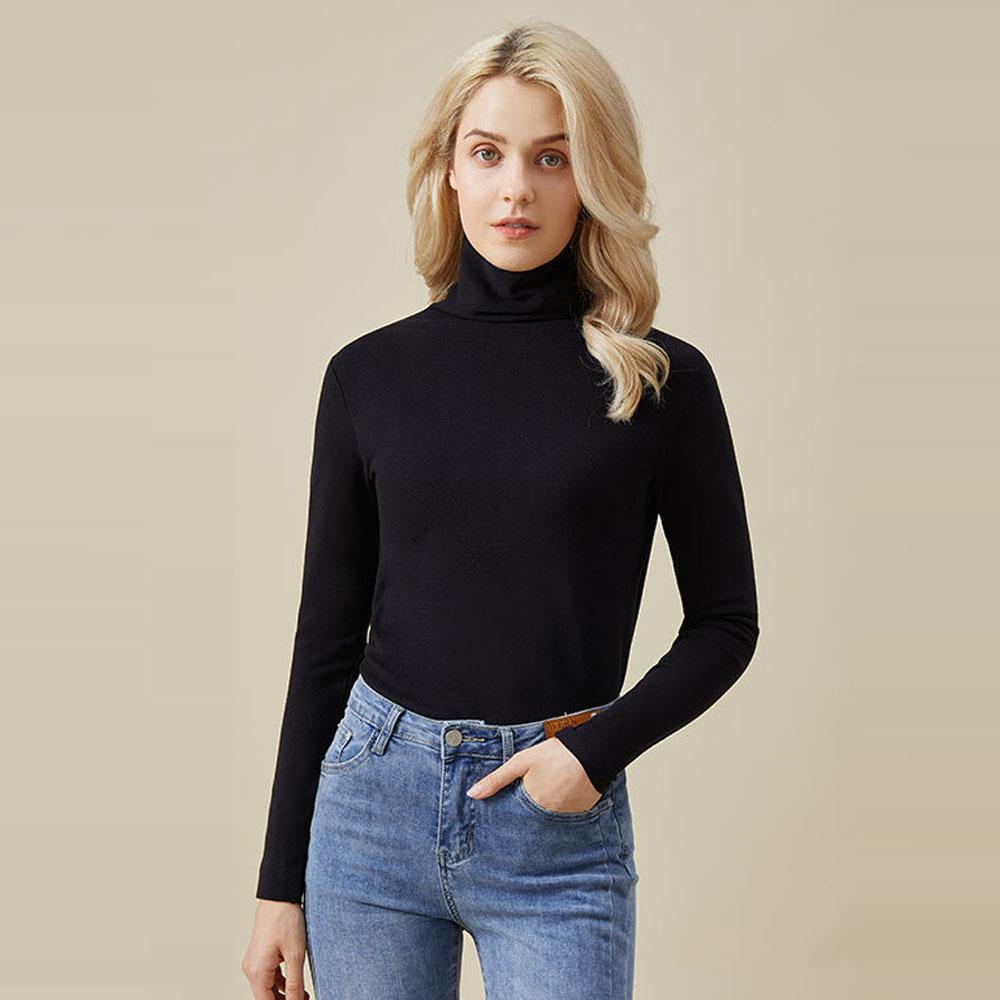 Women's Winter High Collar Elastic Turtleneck Sweater Tops Blouse Undershirts Long Sleeve T-Shirts For Women Thermals Pullovers Formal Clothes