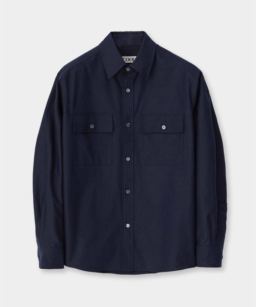 Kueo Nept Cotton Two-Pocket Shirt Jacket (Navy)