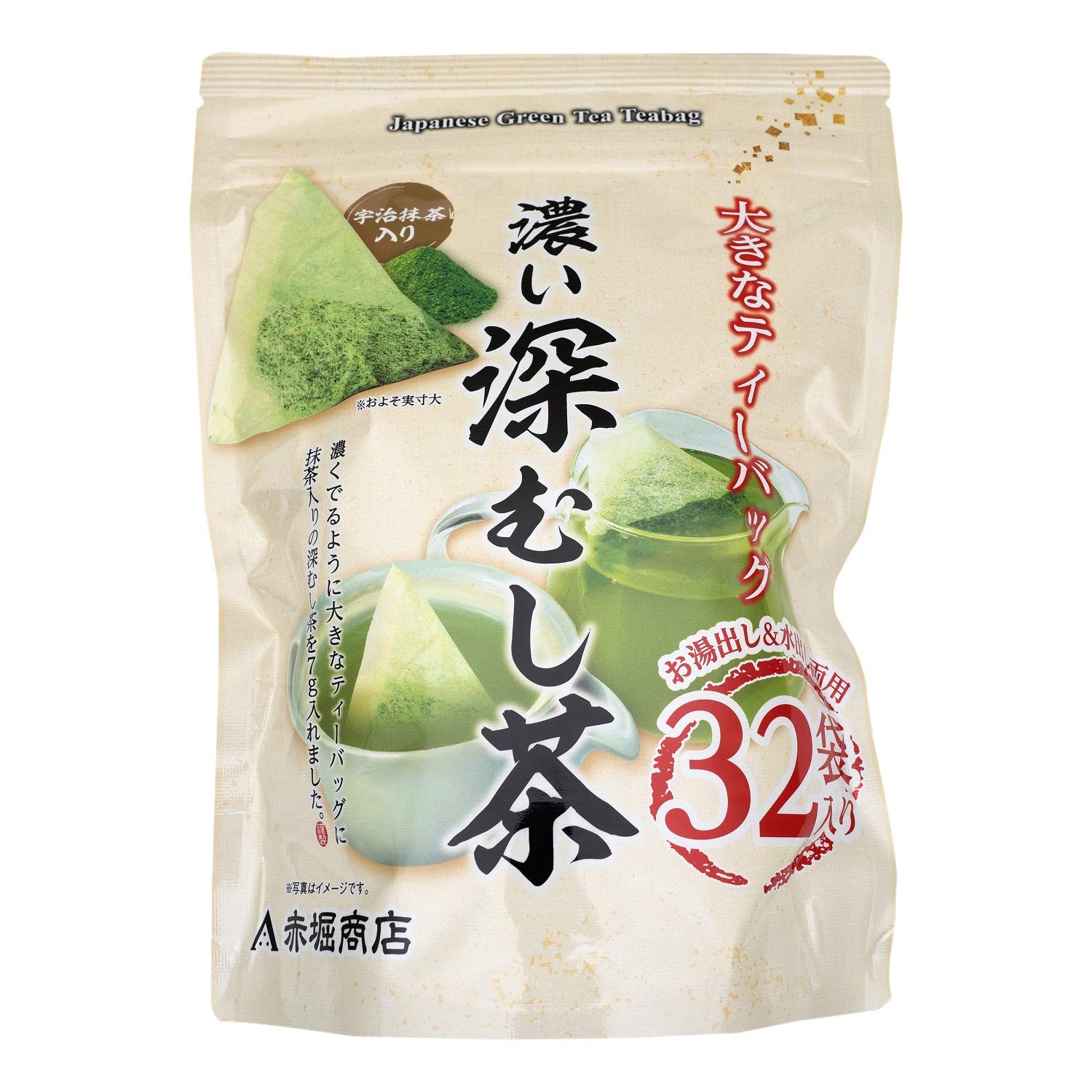 Akahori Shoten Large Tea Rich Deep Steamed Tea with Uji 7g x 32 Tea Bags x 2 Bags Bags, Matcha,