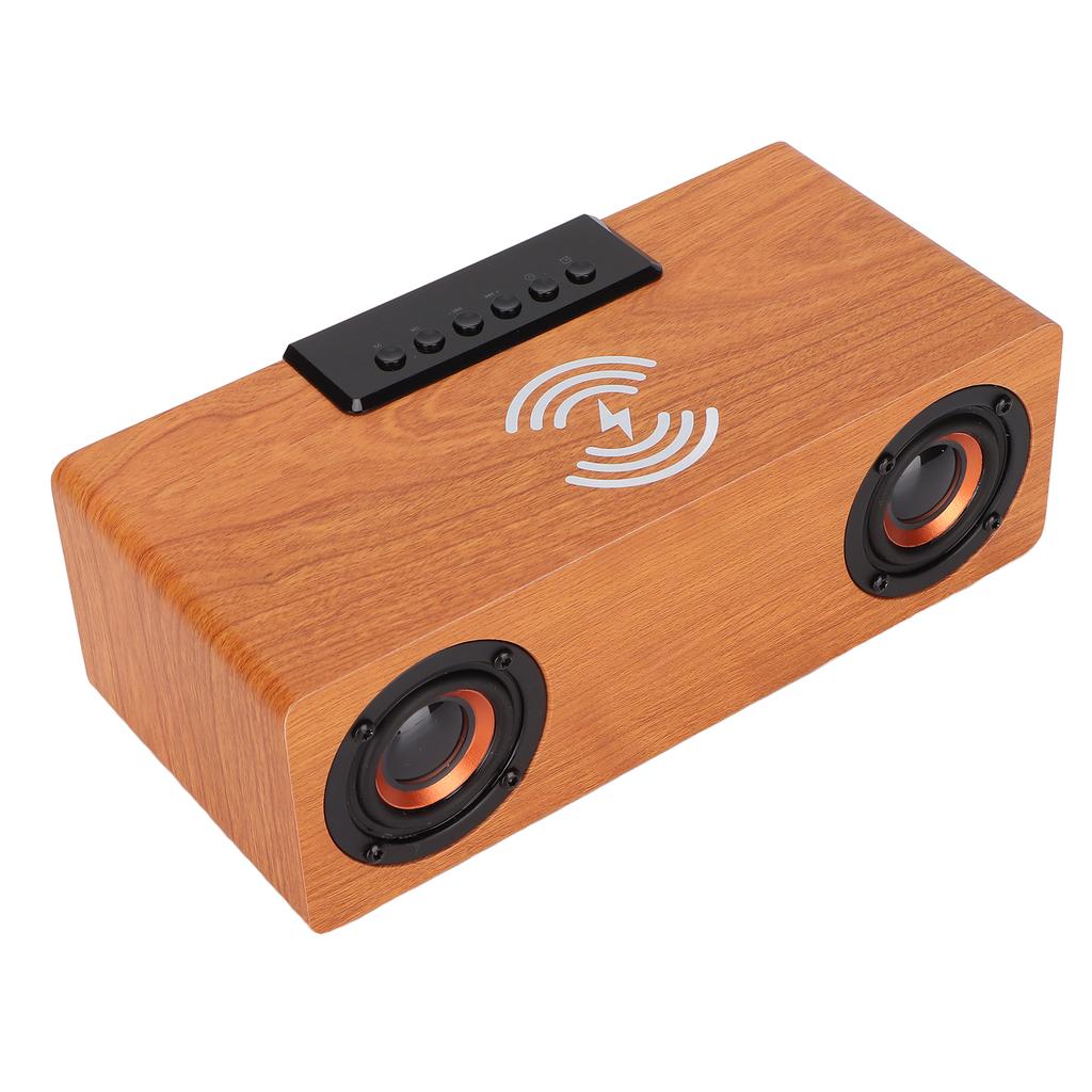 Wireless Bluetooth Speaker 10W Wireless Charging Wooden Retro Alarm Clock Speaker for Mobile Phones