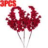 Simulation Red Berry Artificial Christmas Wealth Fruit Branches for Xmas Tree Party Home Table Ornaments Red Fruit Wreath Decor