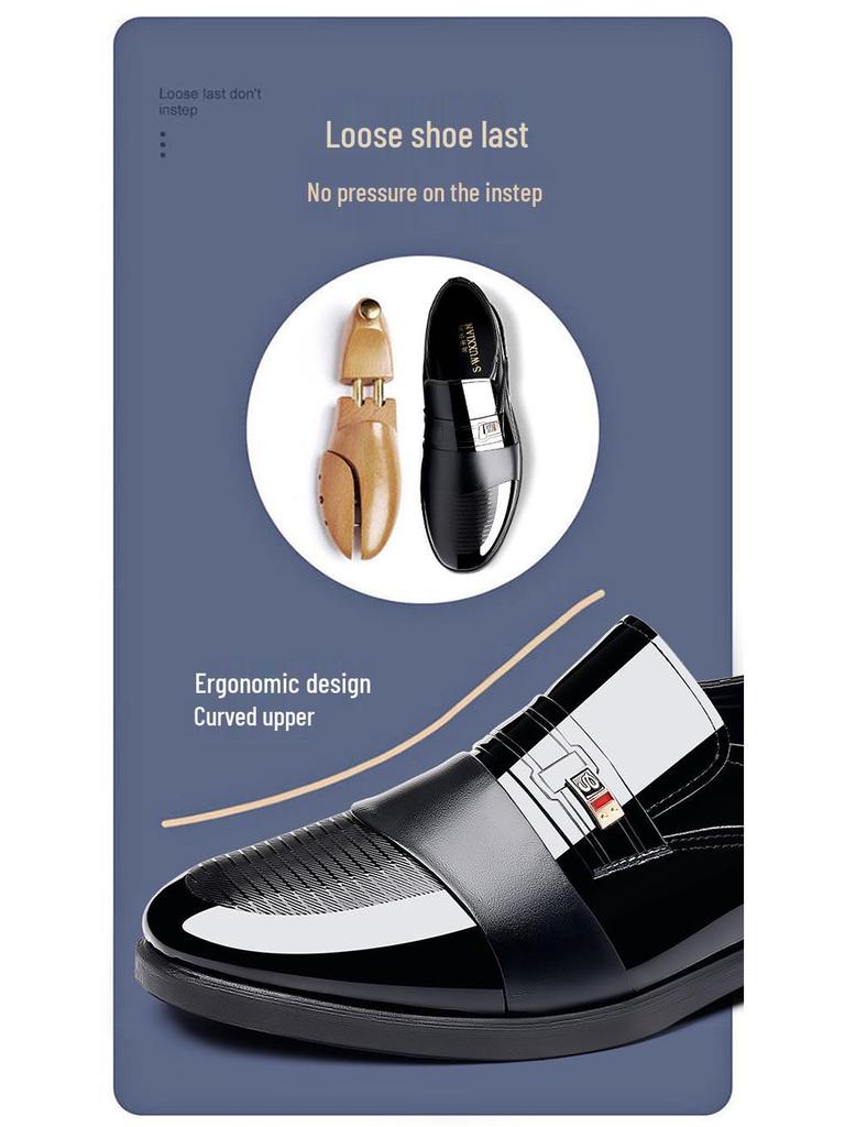 Męskie Błyszczące Skórzane Formalne i Codzienne Buty z Miękką Podeszwą - Modne, Wszechstronne i Wygodne