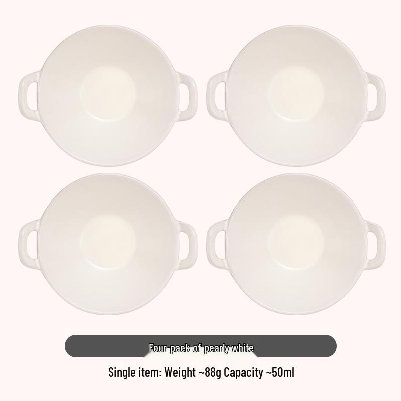 Double-Eared Ceramic Dipping Dish for Sauces and Snacks