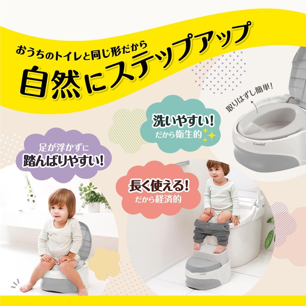 Combi Toilet Training Baby Label Potty Step Gray Approximately 1 year toilet seat 1 year 6 Western-Style (Porty old~/Auxiliary + step Approx.