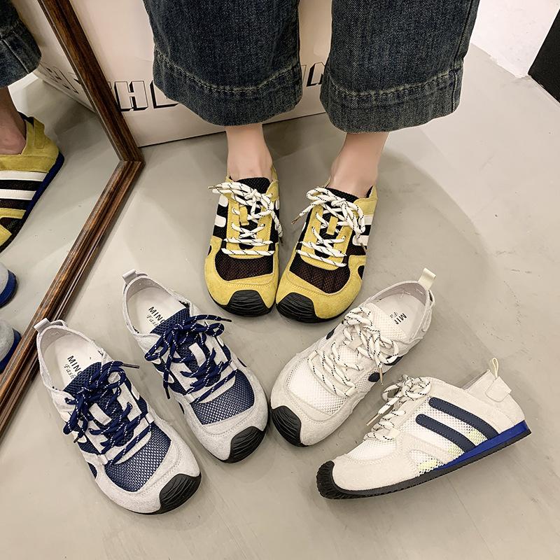 Flat Bottom Retro Breathable Summer New 2025 Casual Lightweight Mesh German Training Shoes Women's Thin Sports Forrest Gump Shoes