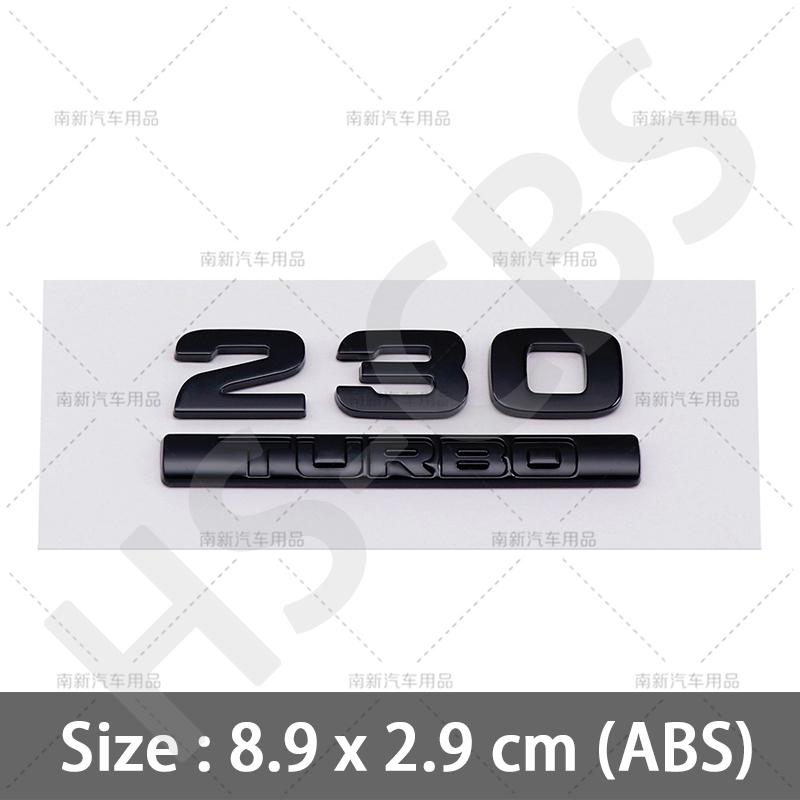 AAYI1  ABS 260 220 370 240 180 230 Letter Turbo Displacement Logo Turbo Rear Trunk Emblem Badge Stickers Accessories Car Styling