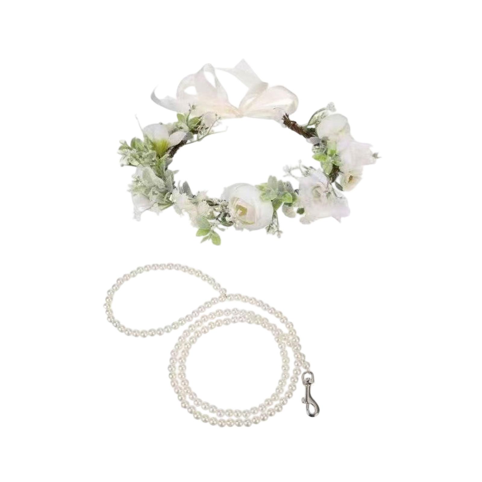 

Богемный венок Имитация Ручной работы Цветочный головной убор Свадебный Венок для фото питомца One Size