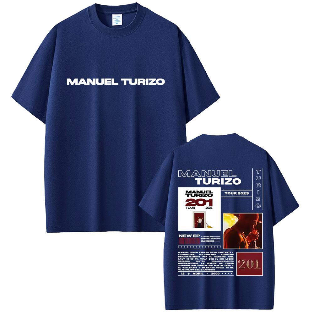 2025 Summer Rapper Manuel Turizo 201 Tour 2025 Men Women Hip Hop Fashion Pop Music Tshirts 100 Pure Cotton Printed Tshirt