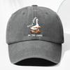 Unisex SILLY GOOSE ON THE LOOSE Large White Goose Print Washed Vintage Baseball Cap Fashionable Outdoor Hat for Men and Women