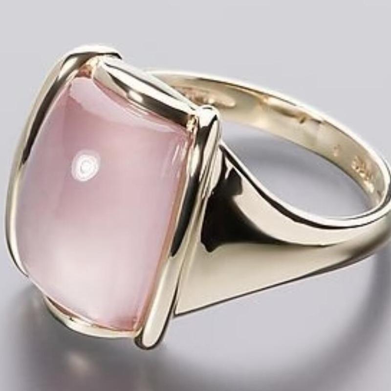 Eleganckie Pierścionki w Kolorze Złota Inkrustowane Różowym Kamieniem Delikatne Pierścionki na Imprezę Zaręczynowe Ślubne dla Kobiet Biżuteria