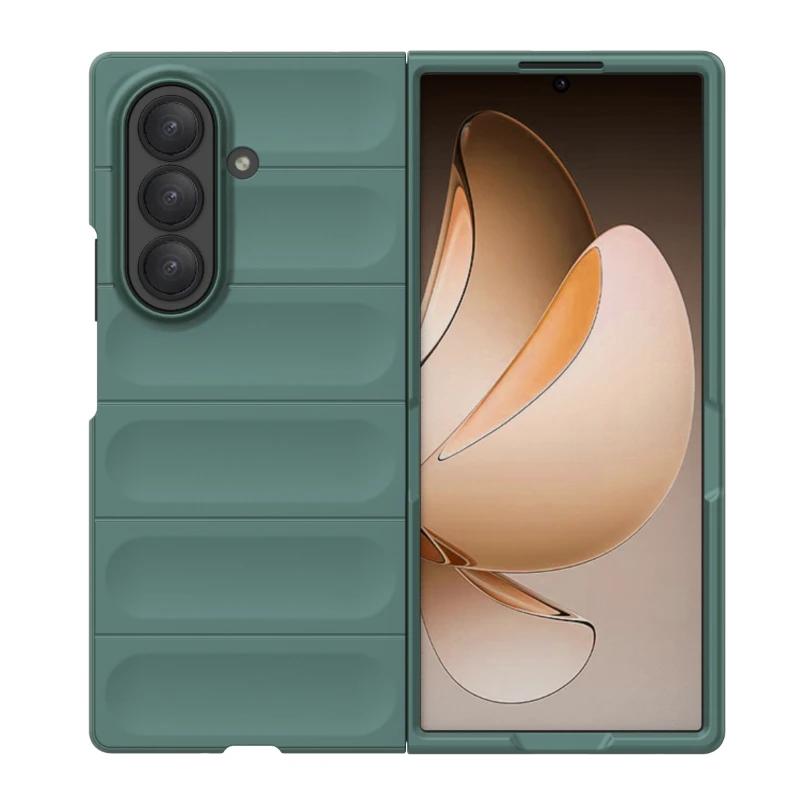 Simple Bunsiness Phone Case For Samsung Galaxy Z Fold 7 6 5 4 3 Soft Liquid Silicone Naked Device Feel Anti-Drop Protector Cover