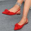 European and American Outer Wear Bow Pointed Sandals Women's Casual and Comfortable Flat Sandals Large Size Foot Cover Bag Head Sandals